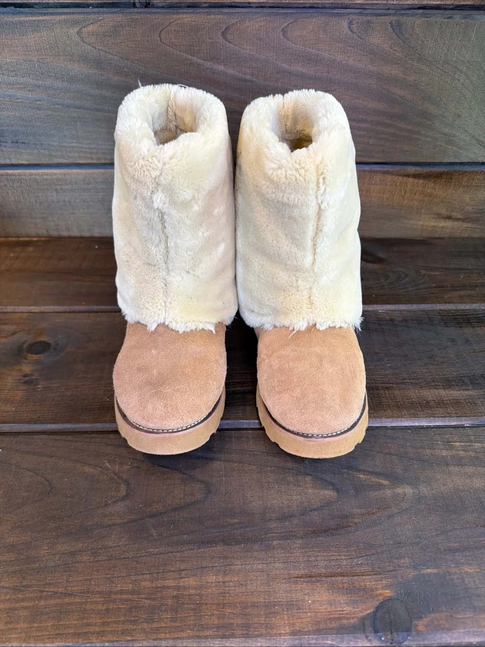 UGG Australia Chestnut Brown Suede & Sheepskin Shearling Boots Women Size 7
